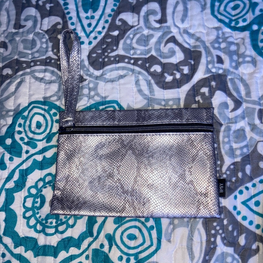 Silver Wristlet Clutch